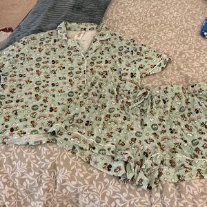 Disney Mint Green Character Print Short Sleeve Pajama Set